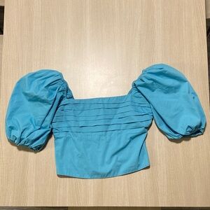 Abercrombie & Fitch Blue Puff Sleeve Blouse